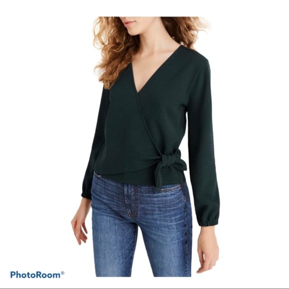 Madewell Tops - MADEWELL Texture & Thread Crepe Green Wrap Top